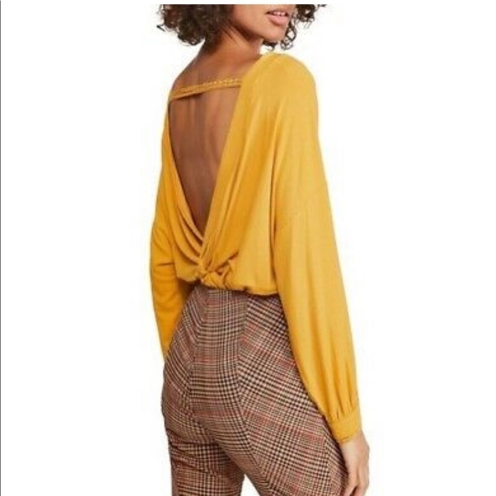 FREE PEOPLE Shimmy Shake Top Mustard Yellow size: Small